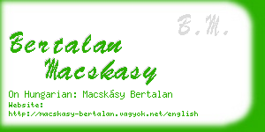 bertalan macskasy business card